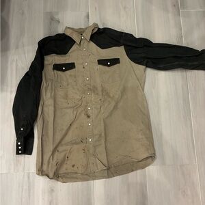 thrashed Carhartt pearl snap western shirt